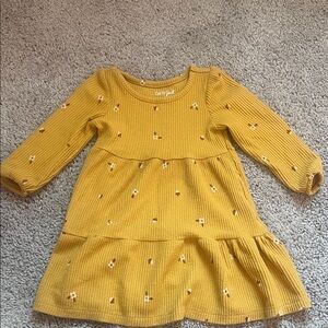 Cat & Jack Mustard Knit Dress with Floral Accents